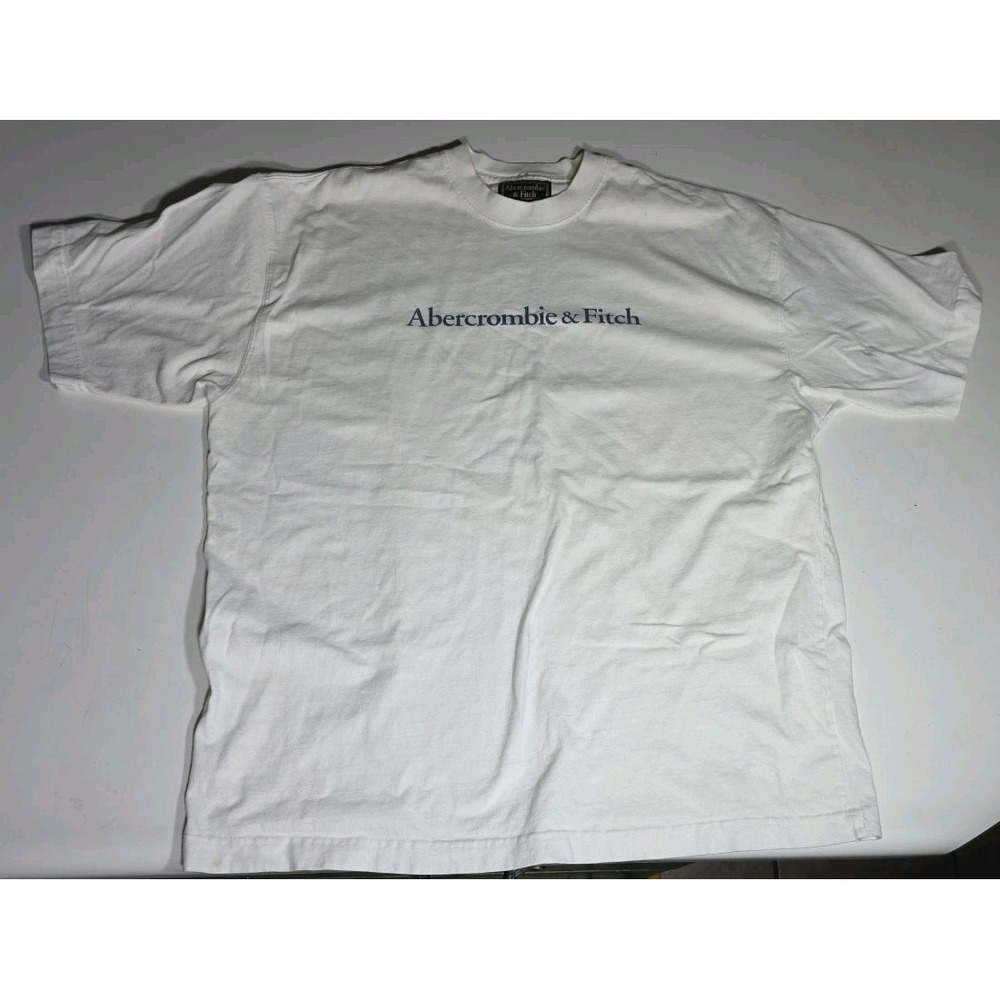Abercrombie & Fitch New York Vintage Script Men's T-Shirt Large White Y2K